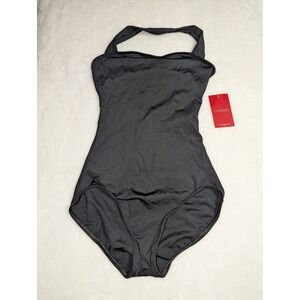 Capezio TB150 Halter Leotard Womens Large Black Dance Bodysuit NWT